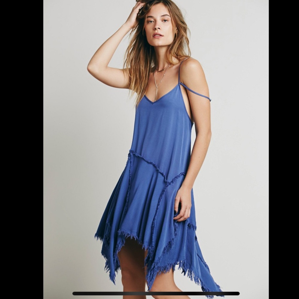 Free People shred slip dress blue small